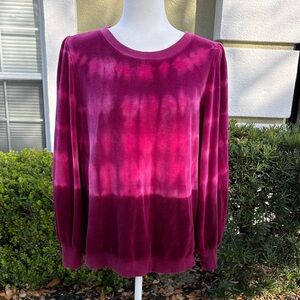 Democracy Pink Tie-Dye Velour Long Sleeve Top